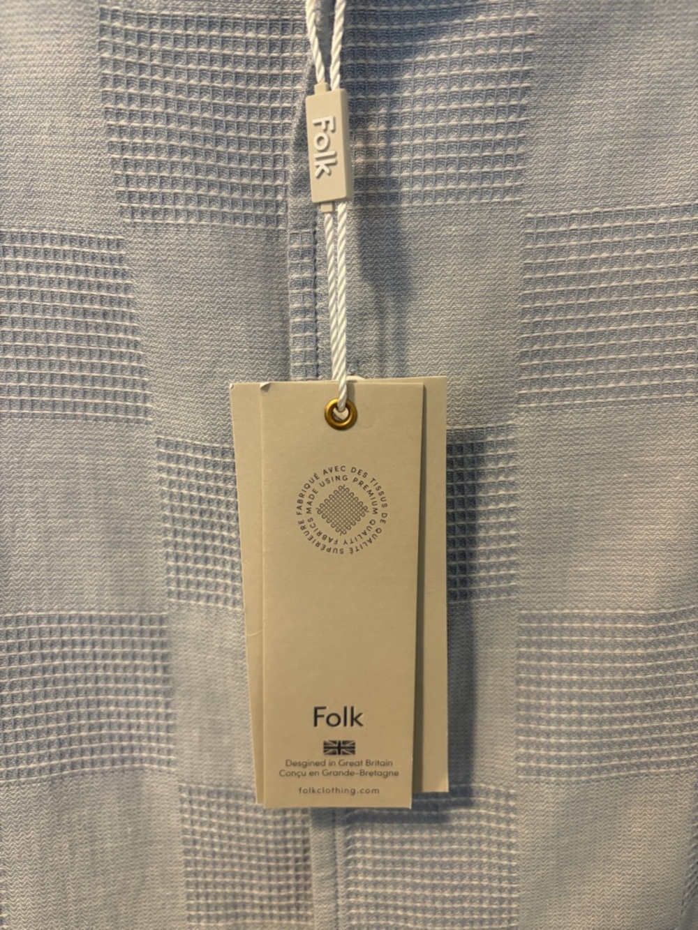 Folk Mens Blue Checkered Short-Sleeve Button-Down Cotton Aloha Shirt NWT! - Picture 9 of 12